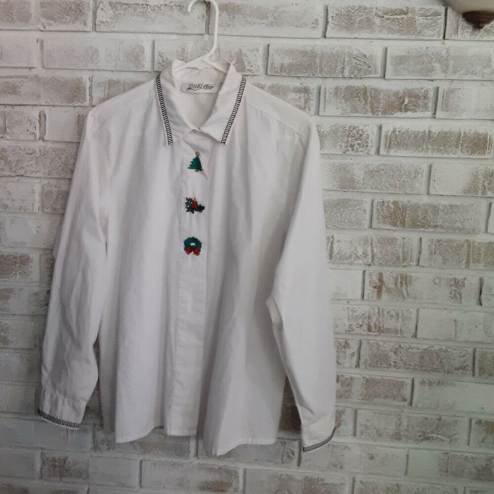 Vintage Yves St Clair sz 12 Christmas Button Up,Classy,Note
